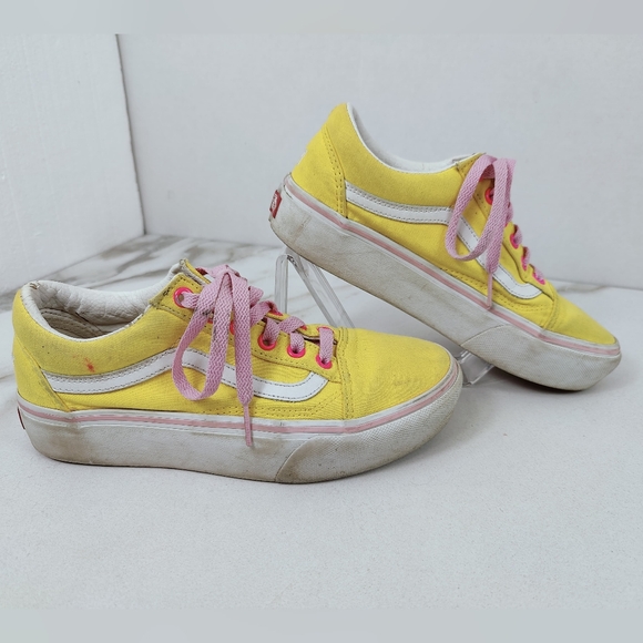 Vans Women's Old Skool Custom 'Im Baby' Platform Low Yellow Canvas Sneakers, 7.5 - Picture 2 of 10